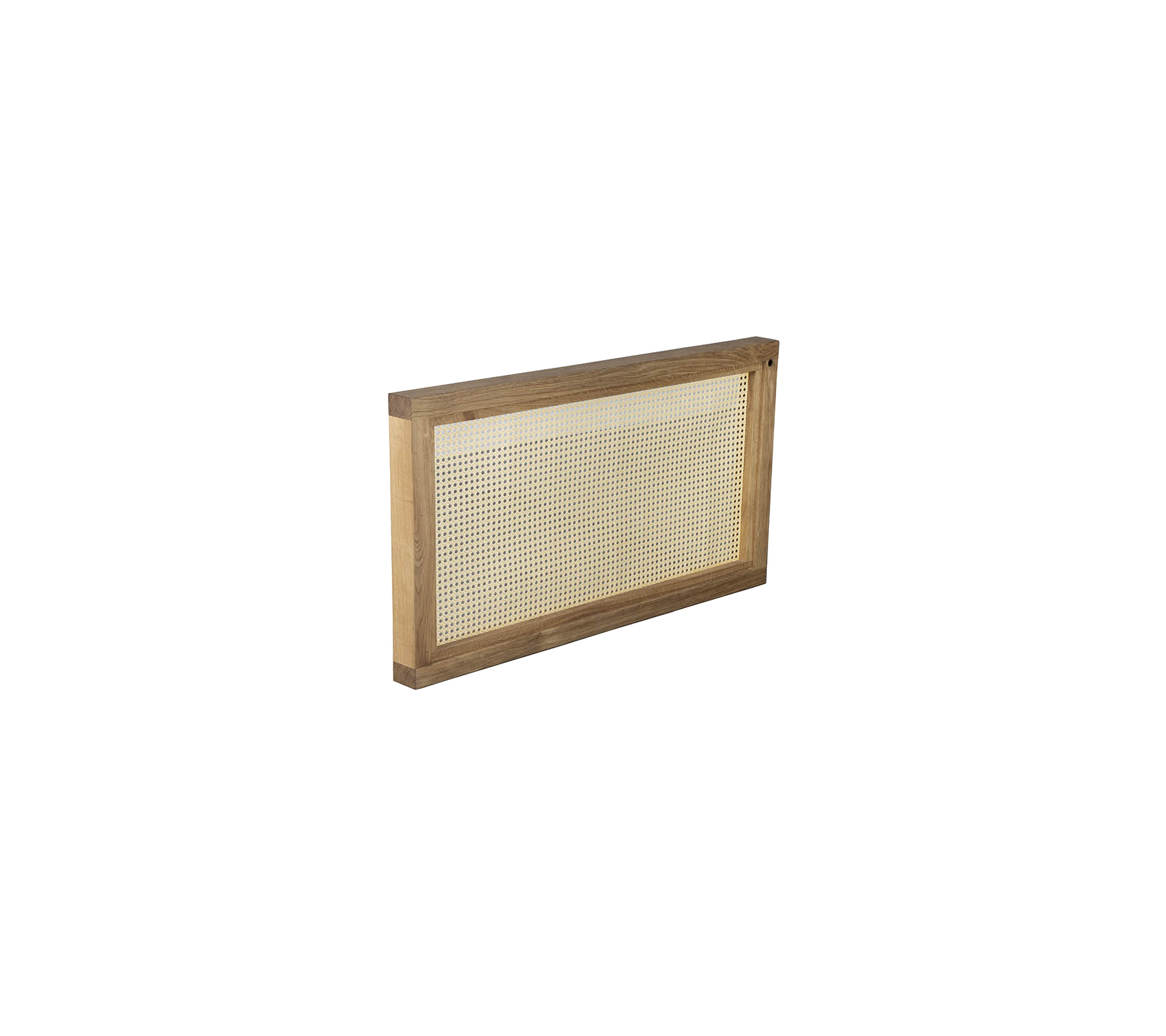 Houten frame met een gaasfilter, ontworpen voor luchtstroom en filtratie, met een eenvoudig, functioneel ontwerp.