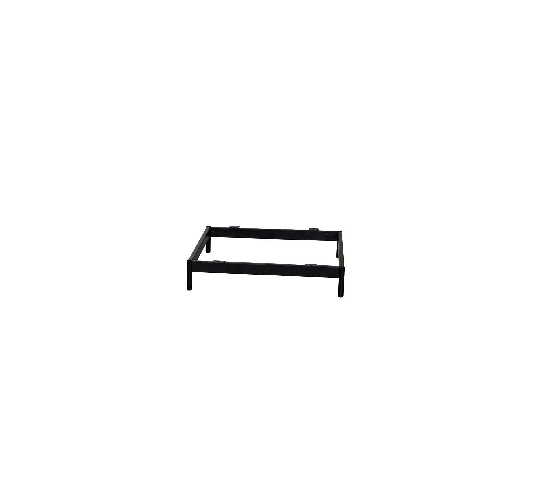 Zwart metalen frame structuur geschikt voor verschillende toepassingen, met een rechthoekige vorm en een open ontwerp.