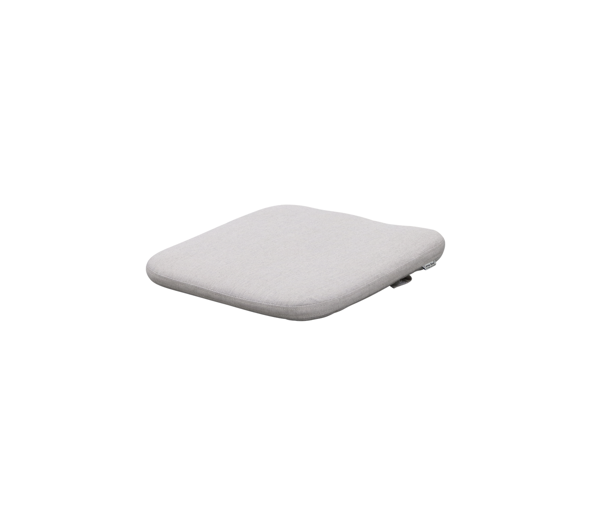Lichtgrijze, gevoerde zitkussen met een gladde, afgeronde vierkante vorm die comfort en stijl biedt voor zitplaatsen.