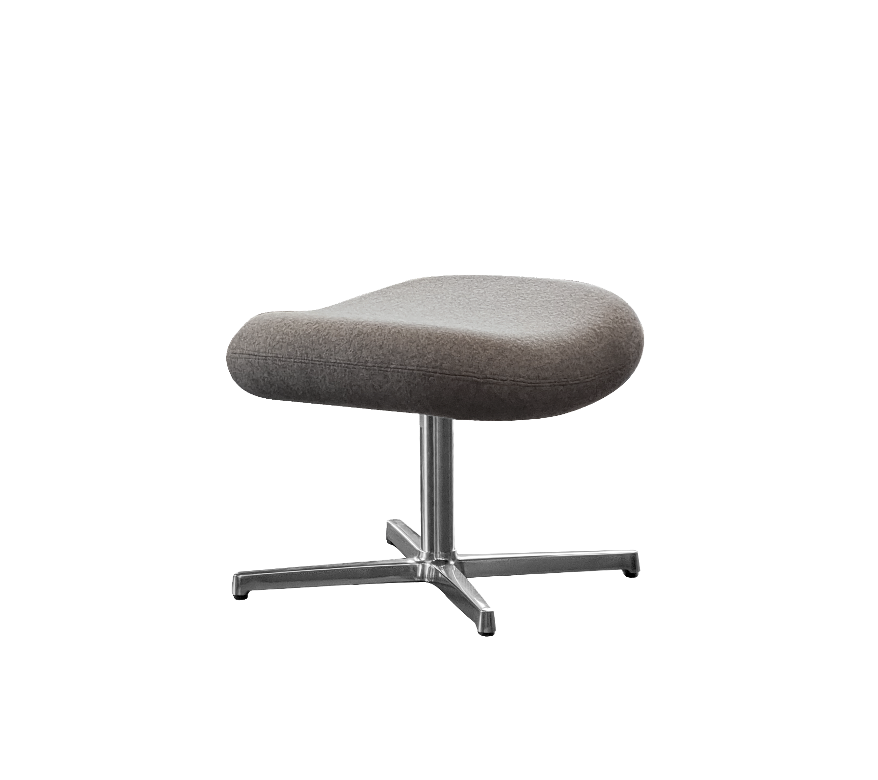Moderne gestoffeerde poef met een zachte, ronde bovenkant en een slanke metalen basis, perfect voor extra comfort en stijl.