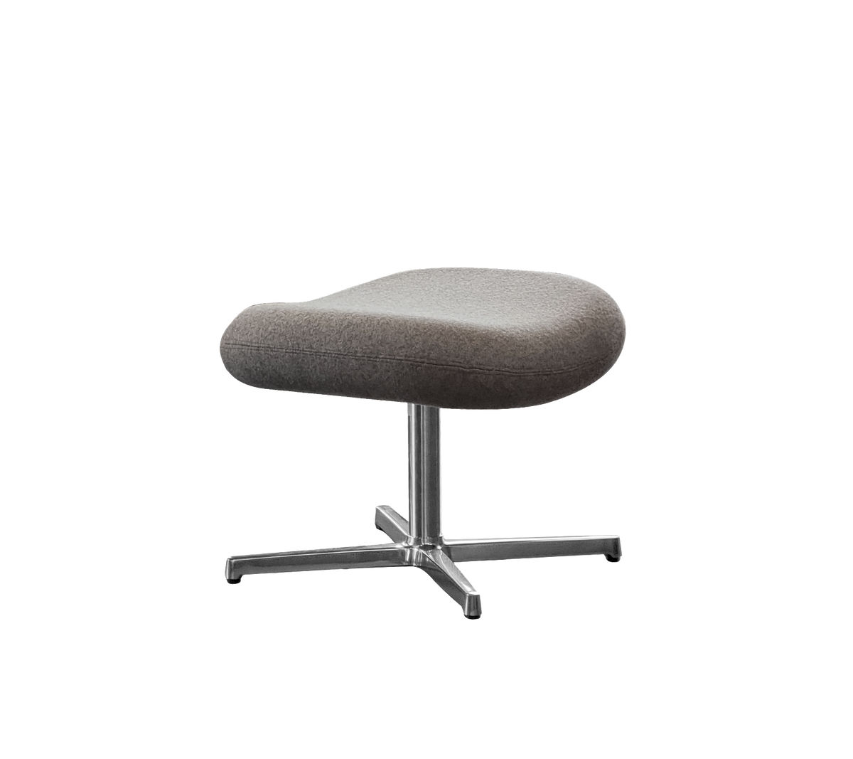 Moderne gestoffeerde poef met een zachte, ronde bovenkant en een slanke metalen basis, perfect voor extra comfort en stijl.