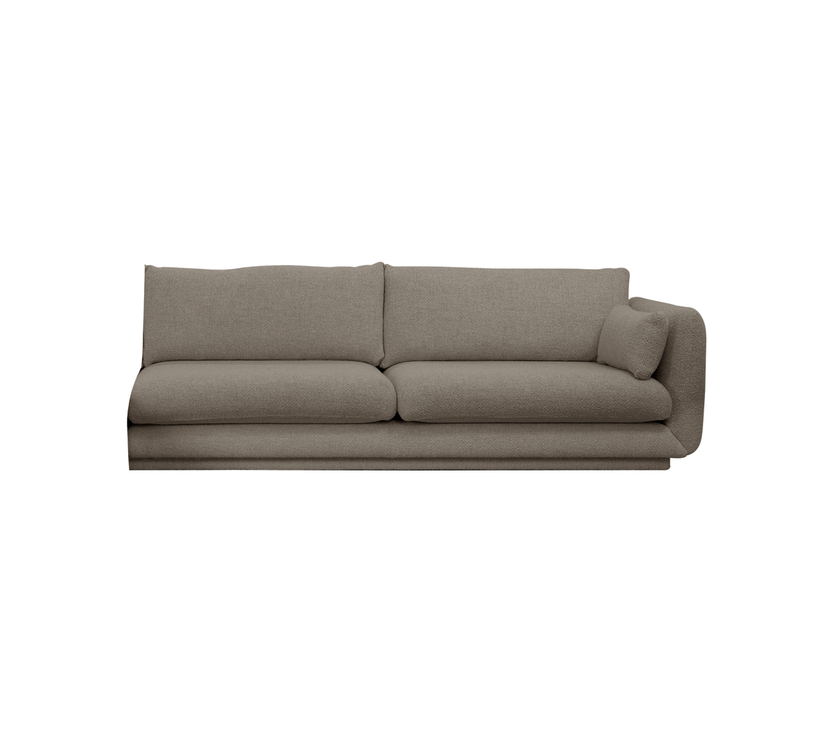 Lichtbruin moderne bank met zachte kussens voor een hedendaagse lounge-instelling.