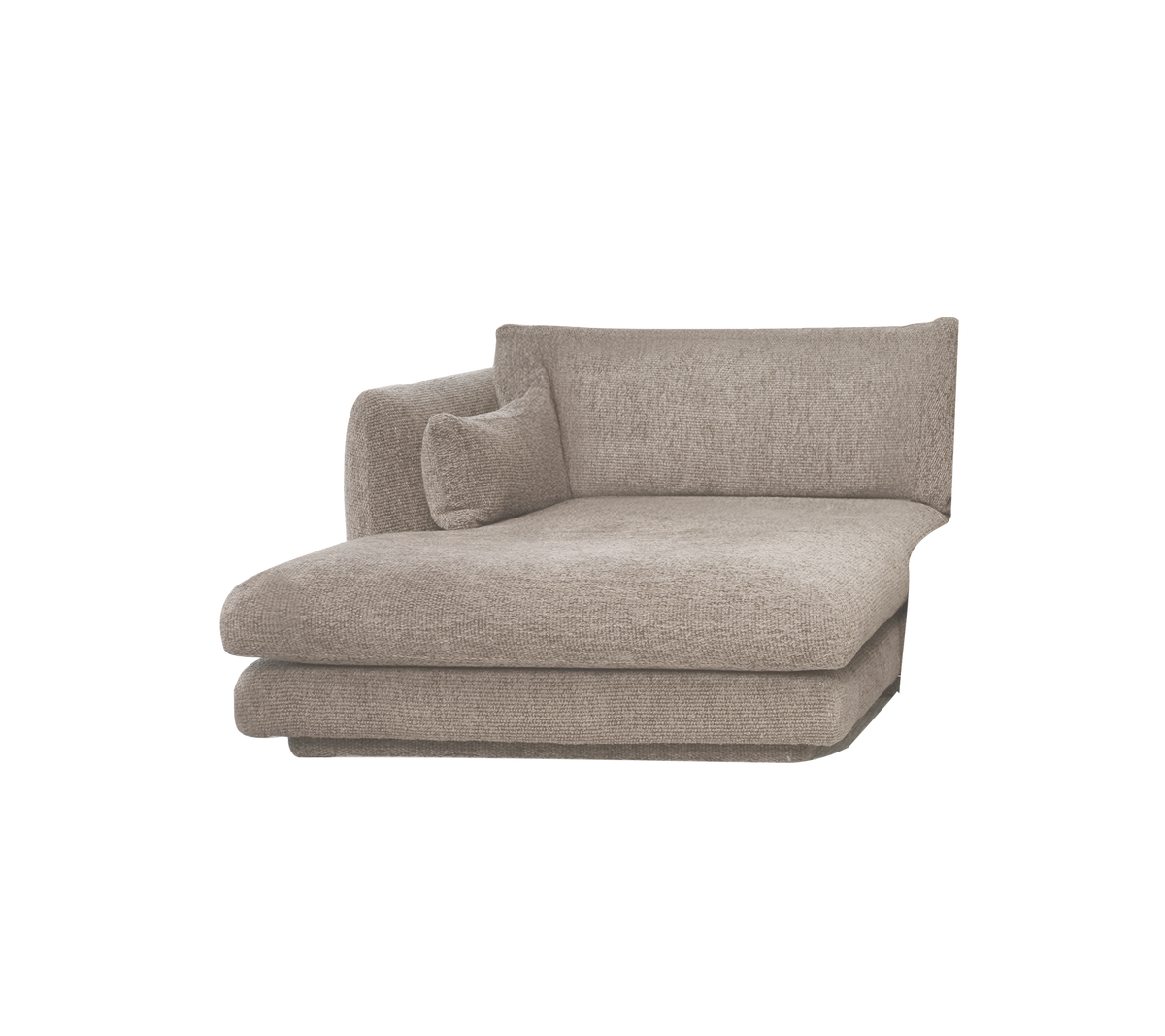 Lichtbruine chaise longue met een eenvoudig en eigentijds ontwerp.
