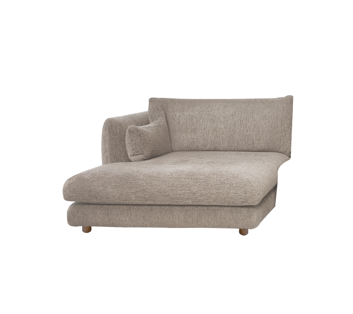 Lichtbruine chaise longue met een modern ontwerp.