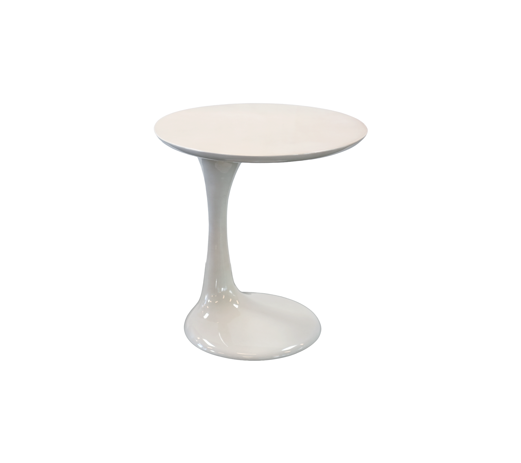 Modern wit bijzettafeltje met een unieke sculpturale basis.