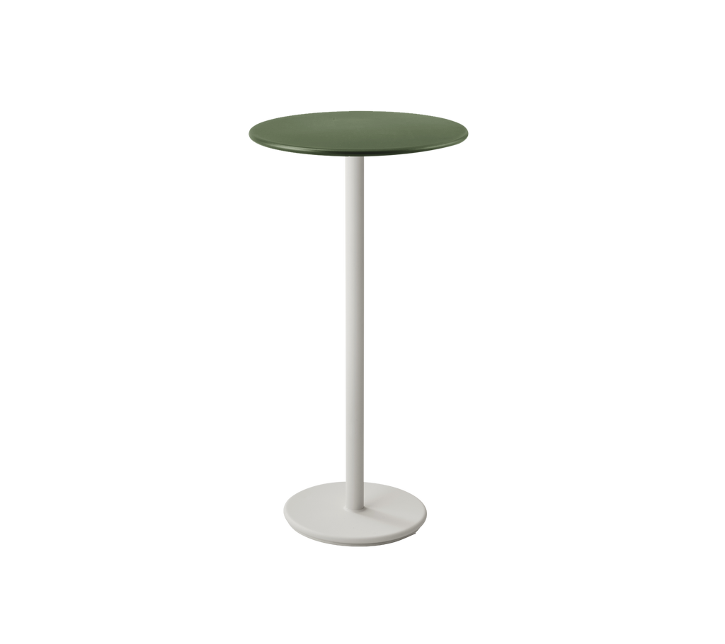Modern donkergroen tafel met een witte basis in een strak design.