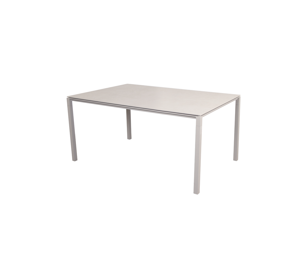 Rechthoekige tafel met een glad, lichtgekleurde oppervlak en vier stevige poten, ideaal voor verschillende toepassingen.