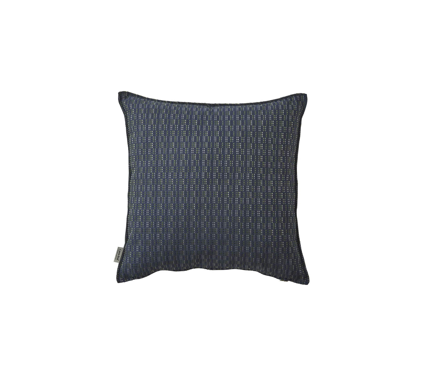 Donkere vierkante decoratieve kussen met een textuurpatroon van verticale lijnen en subtiele kleuren. Perfect voor het verbeteren van de woninginrichting.