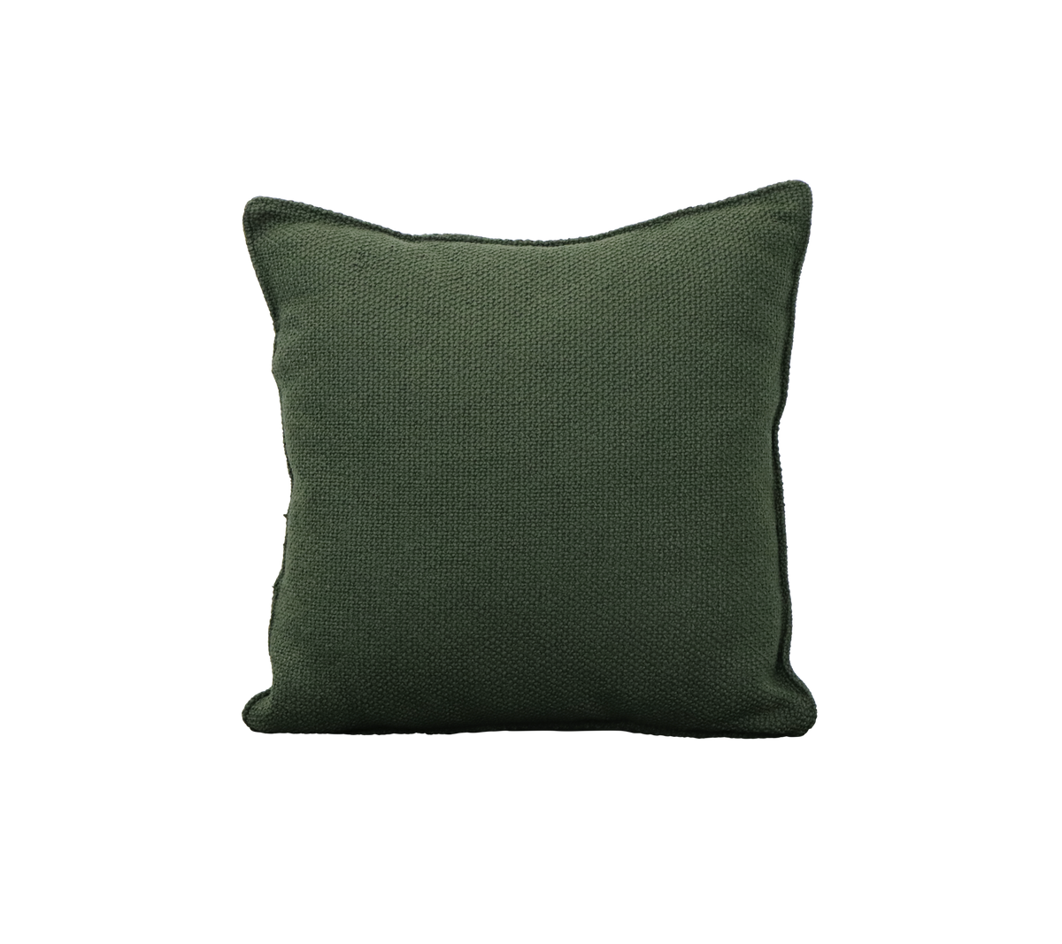 Solide groene vierkante kussen met een gestructureerd oppervlak, geschikt om comfort en stijl aan meubels toe te voegen.