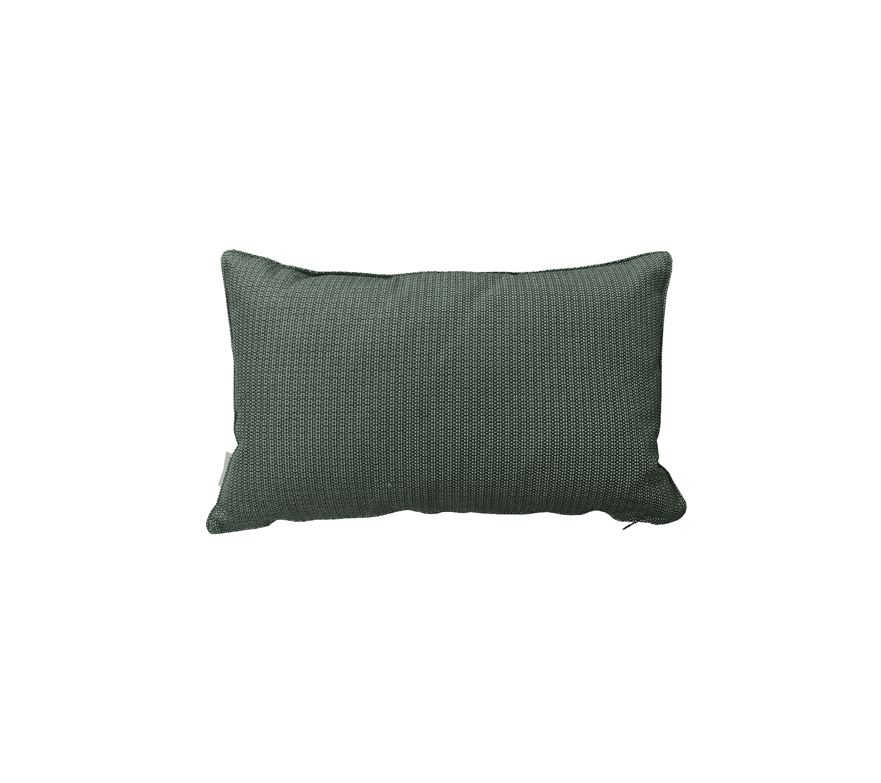 Rechthoekig, textuurgegeven kussen in een gedempte groene kleur, dat een vleugje elegantie aan de decoratie toevoegt. Ideaal voor comfort en stijl.