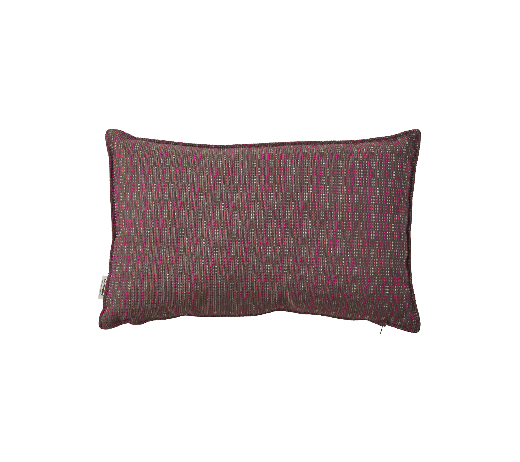 Rechthoekig decoratief kussen in een rijke bordeauxkleur met een gestructureerd patroon, dat stijl en warmte toevoegt aan elke ruimte.