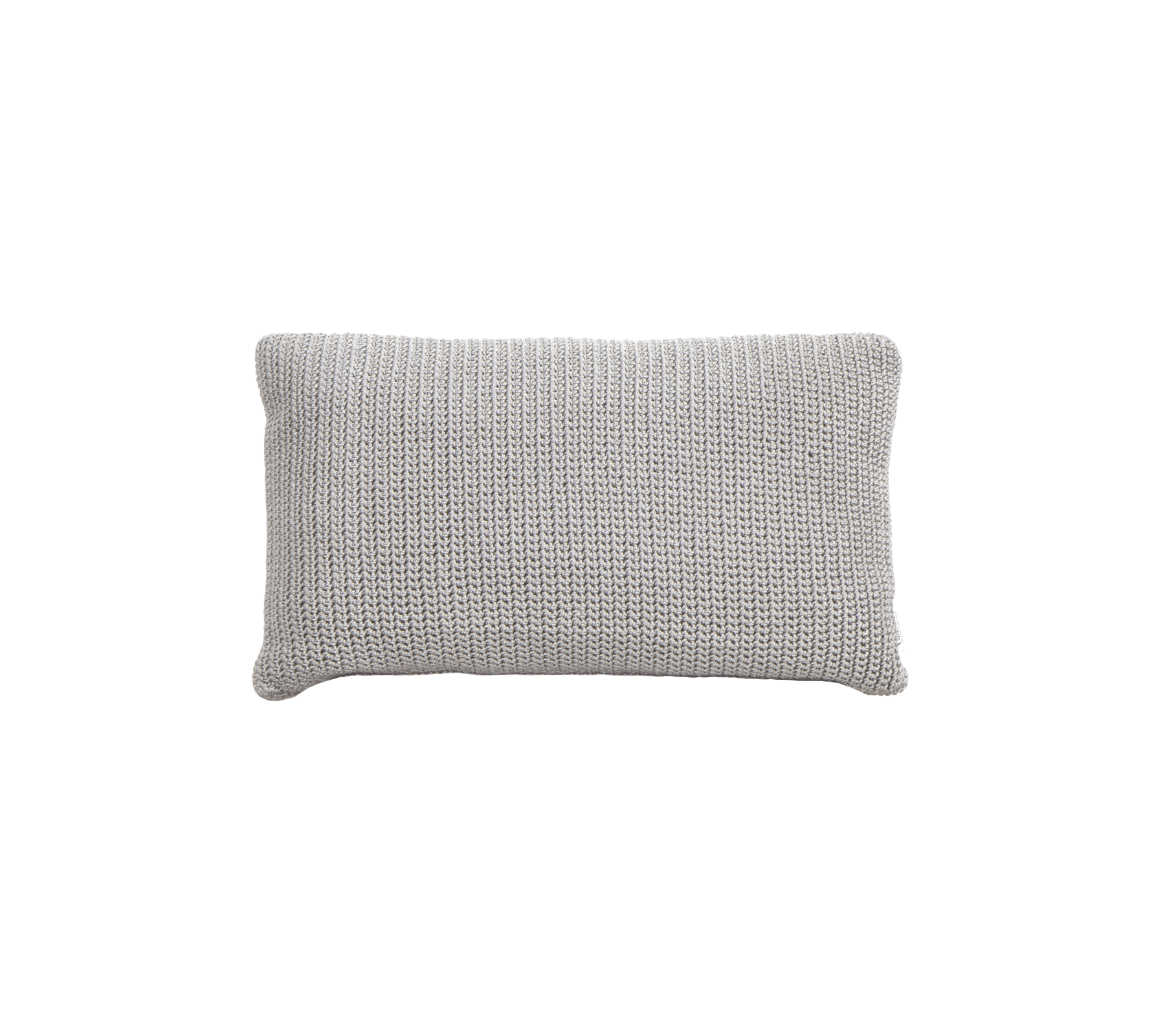 Gestructureerd rechthoekig kussen in een zachte grijze kleur, dat een vleugje comfort en stijl aan elke ruimte toevoegt.