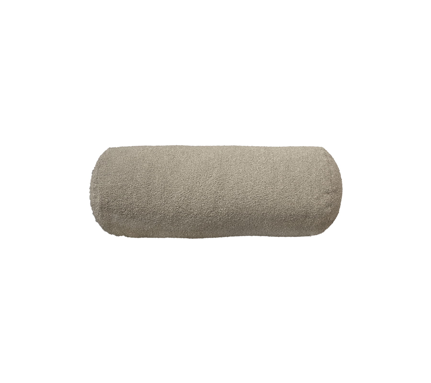 Lichtbeige cilindervormig kussen met een zachte textuur, ontworpen voor comfort en stijl in verschillende omgevingen.