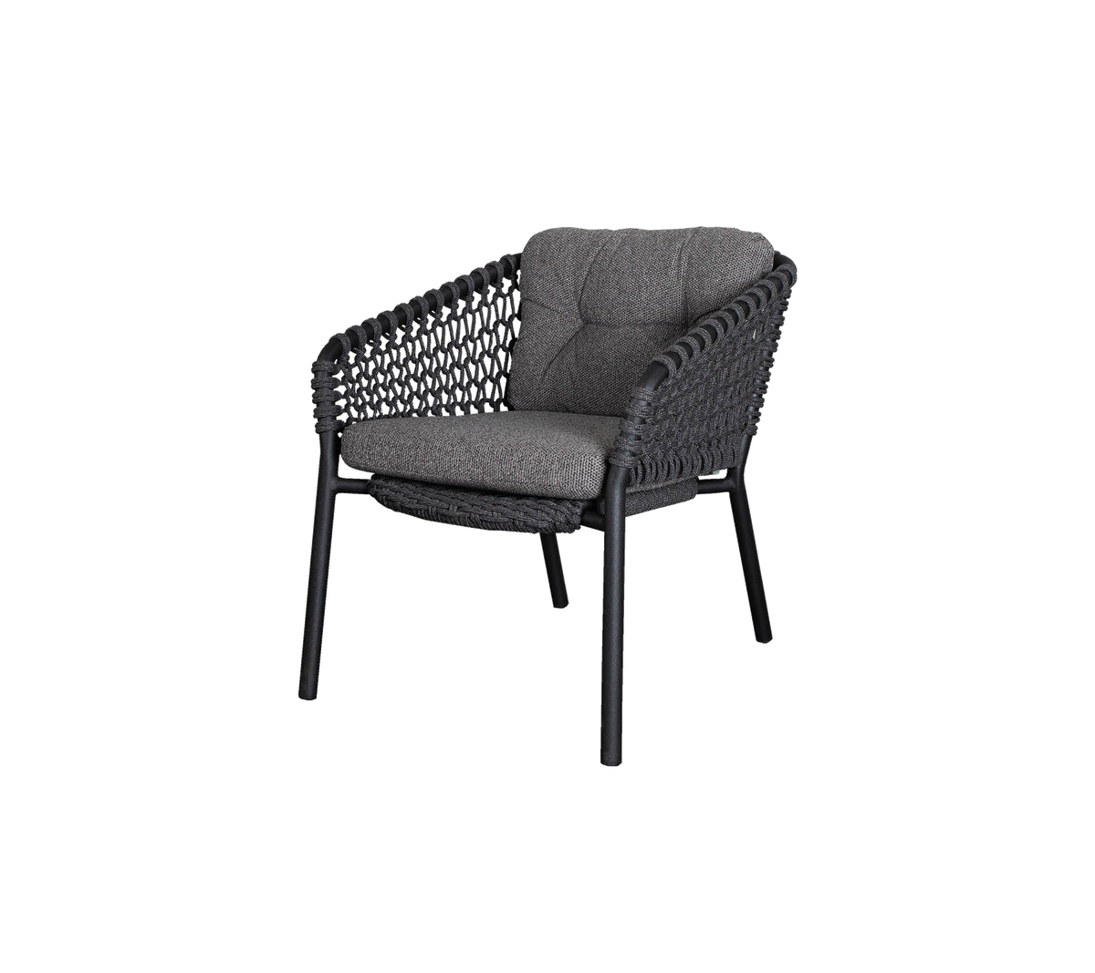 Stijlvolle rieten stoel met een comfortabel grijs kussen, met een stevig frame en een elegant design, perfect voor elke zitruimte.