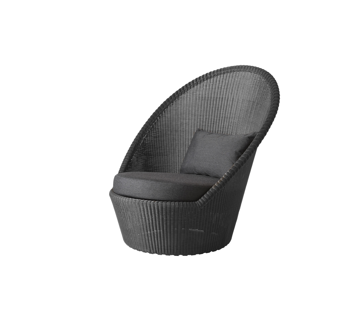Stylische, moderne stoel met een gebogen ontwerp en een comfortabele kussen, perfect voor ontspanning en het verbeteren van de esthetiek in elke ruimte.