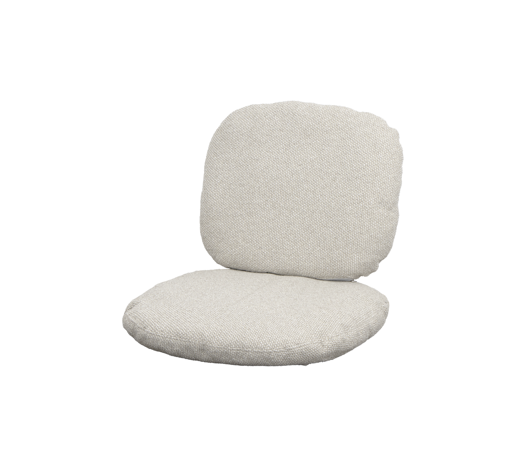 Een zacht, beige kussen met een ronde rugleuning, ontworpen voor comfort en casual zitten. Ideaal voor loungen of ontspanning.