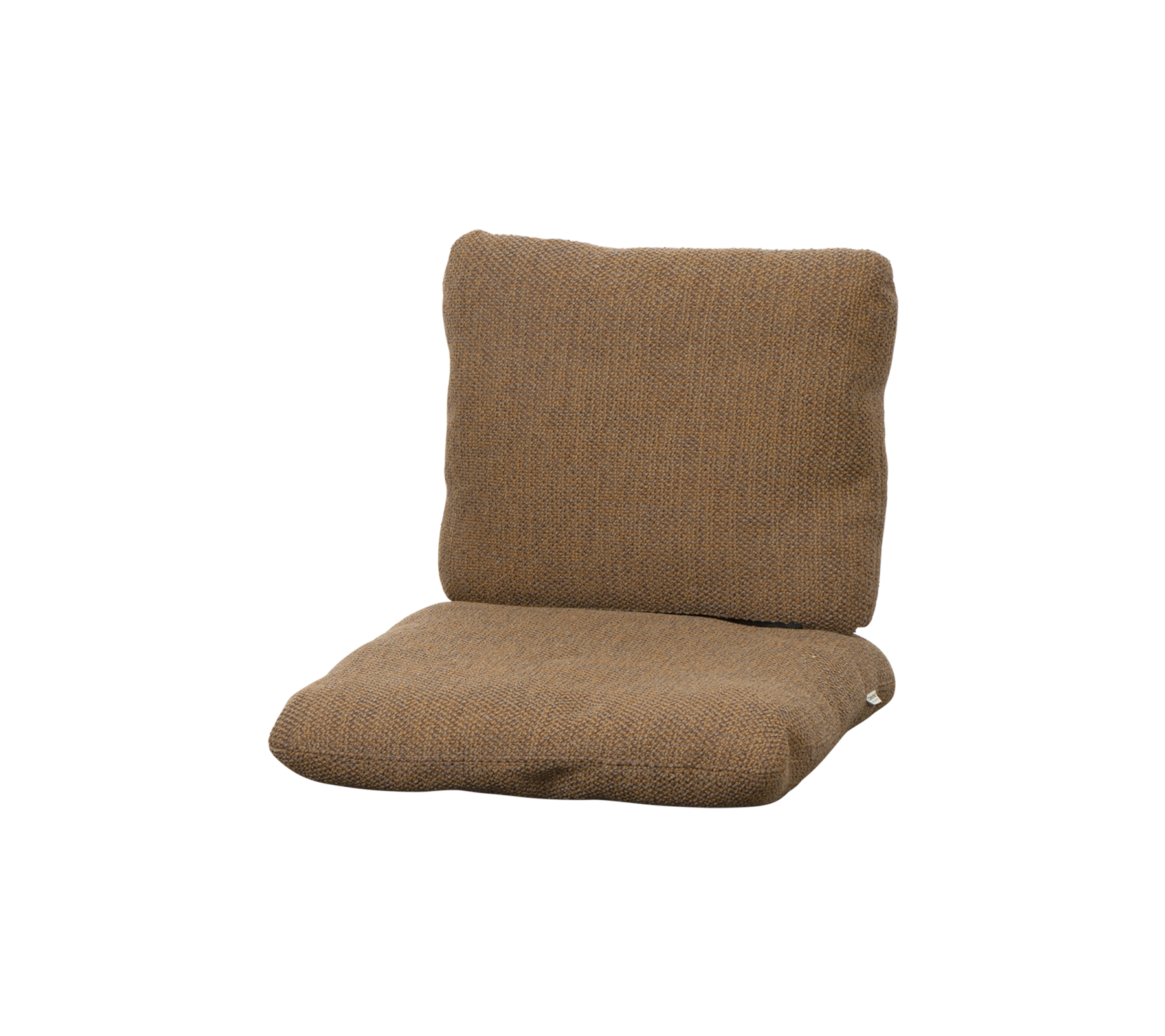 Kussen set in een warme bruine kleur met een gestructureerde stof, met een ondersteunende rugleuning en een comfortabele zitting.