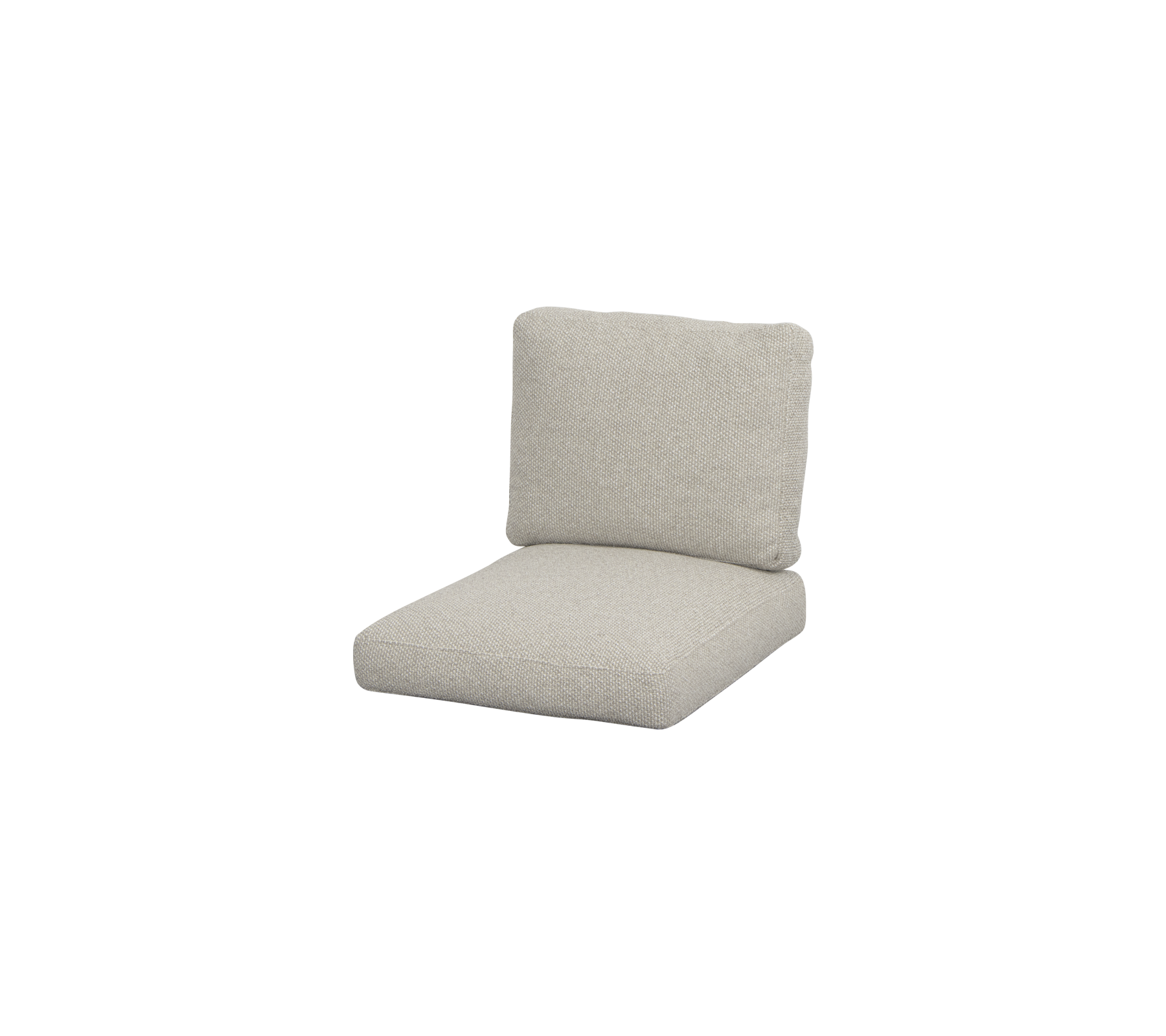 Lichtgekleurde, moderne kussen met een dikke zit- en rugleuning, ontworpen voor comfort en stijl in zitarrangementen.
