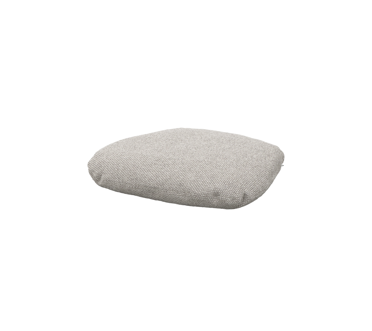 Zachte, vierkante kussen in een lichtgrijze stof, ontworpen voor comfort en ontspanning. Ideaal voor verschillende zitarrangementen.