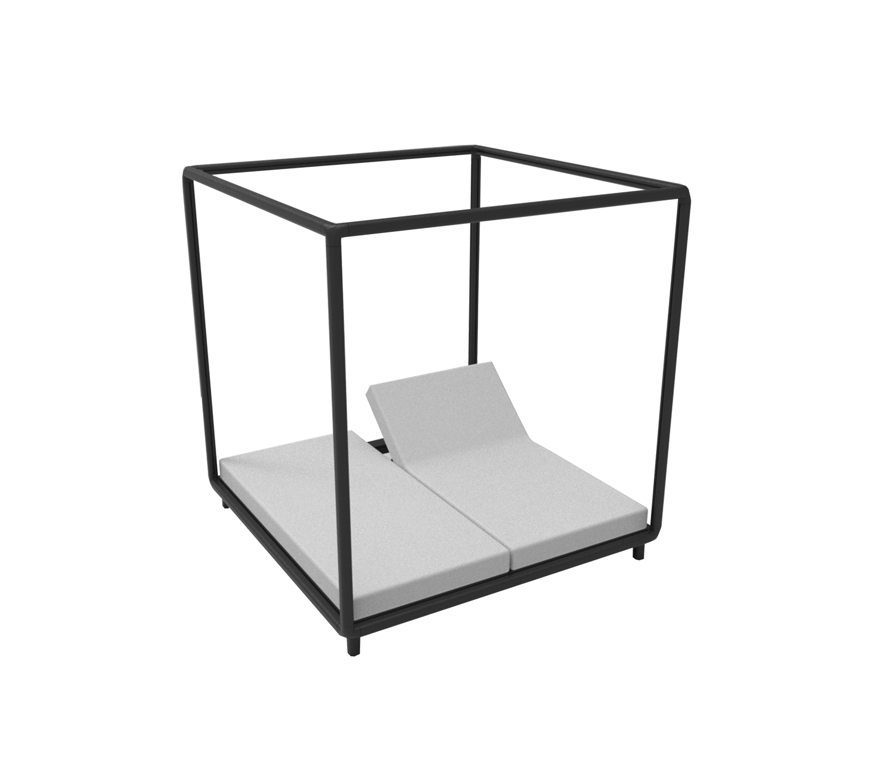 Moderne loungezitmeubelen met een minimalistisch frame en pluizige kussens, ontworpen voor comfort en stijl in ontspanningsruimten.
