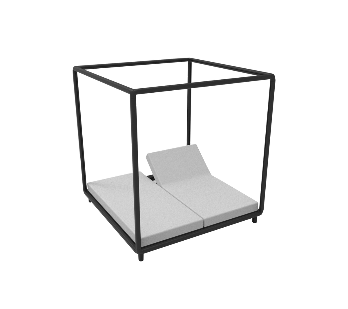 Moderne loungezitmeubelen met een minimalistisch frame en pluizige kussens, ontworpen voor comfort en stijl in ontspanningsruimten.