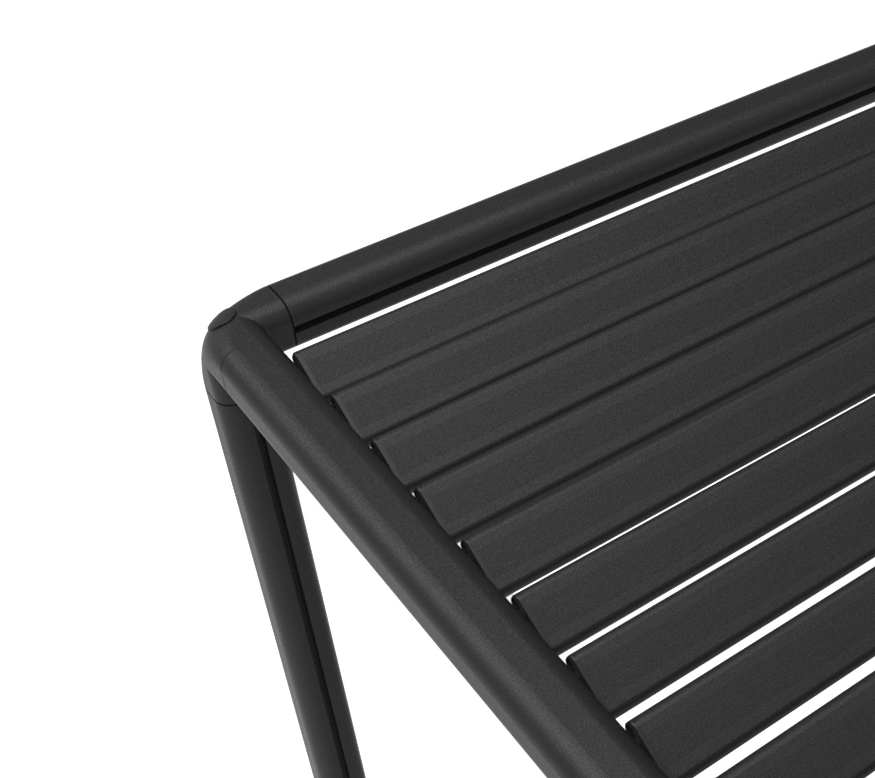Close-up van een slank, modern meubelstuk met een gestreepte afwerking en een stevig frame, ideaal voor eigentijdse omgevingen.