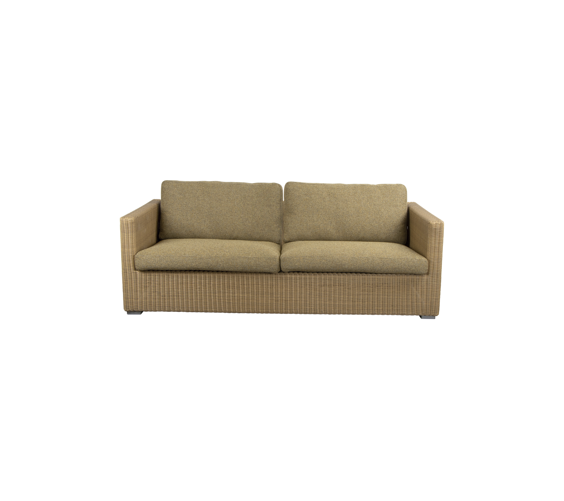 Gezellige, moderne bank met een textuurstofontwerp en zachte kussens, perfect voor ontspanning en comfort in elke ruimte.