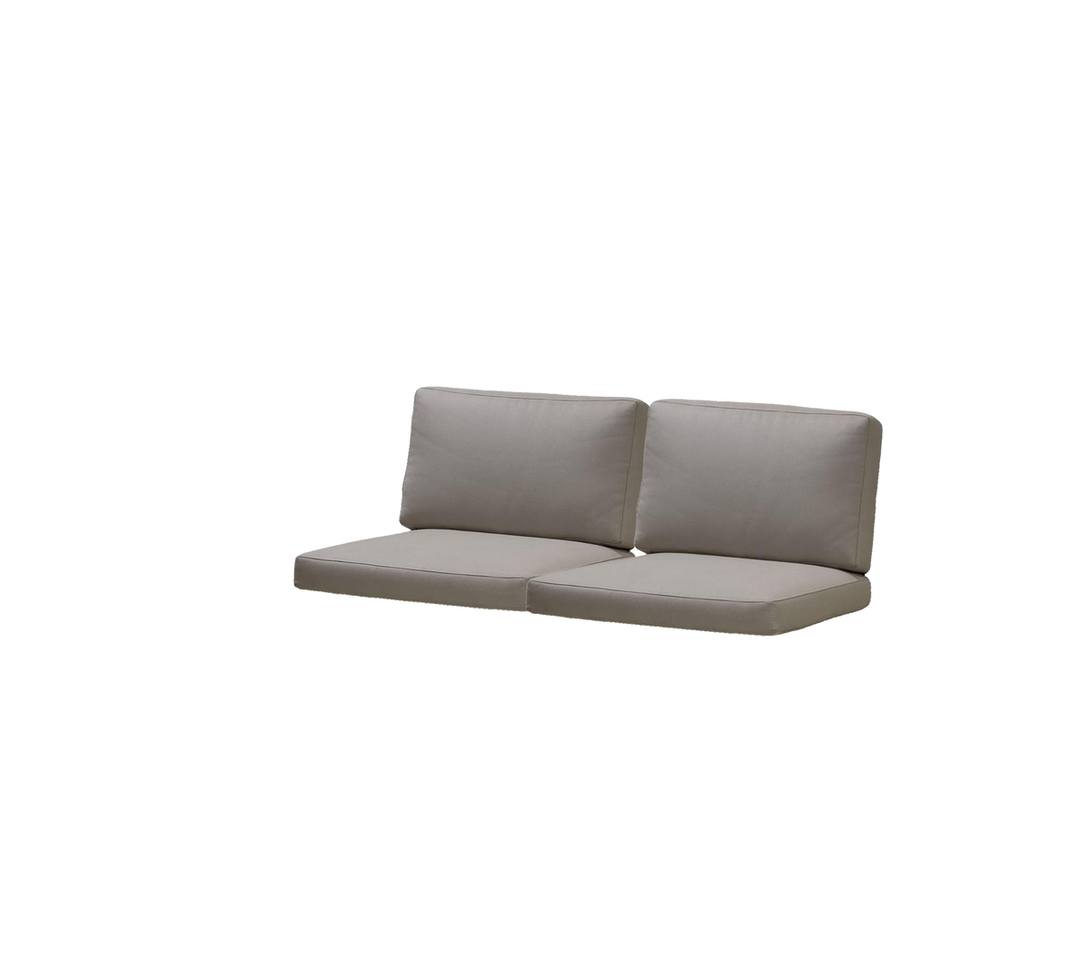 Tweedelige bank met comfortabele zittingen en rugleuning in een neutrale grijze kleur, ontworpen voor comfort en stijl.