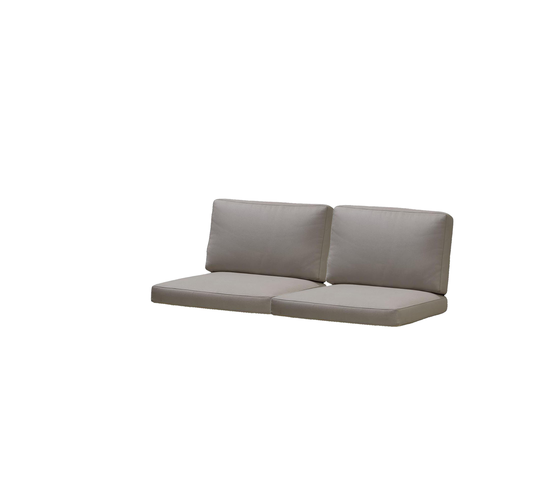 Tweedelige bank met comfortabele zittingen en rugleuning in een neutrale grijze kleur, ontworpen voor comfort en stijl.