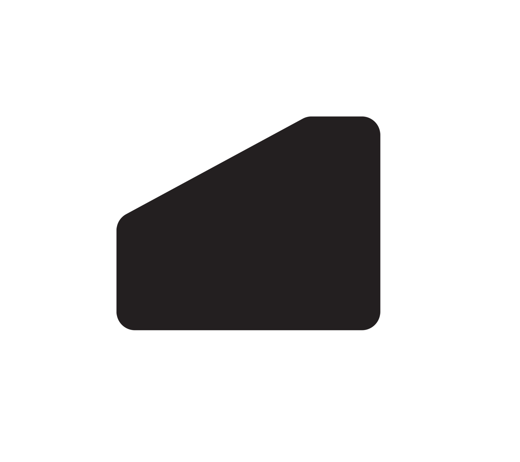 Abstracte zwarte vorm met een uniek hoekig ontwerp.