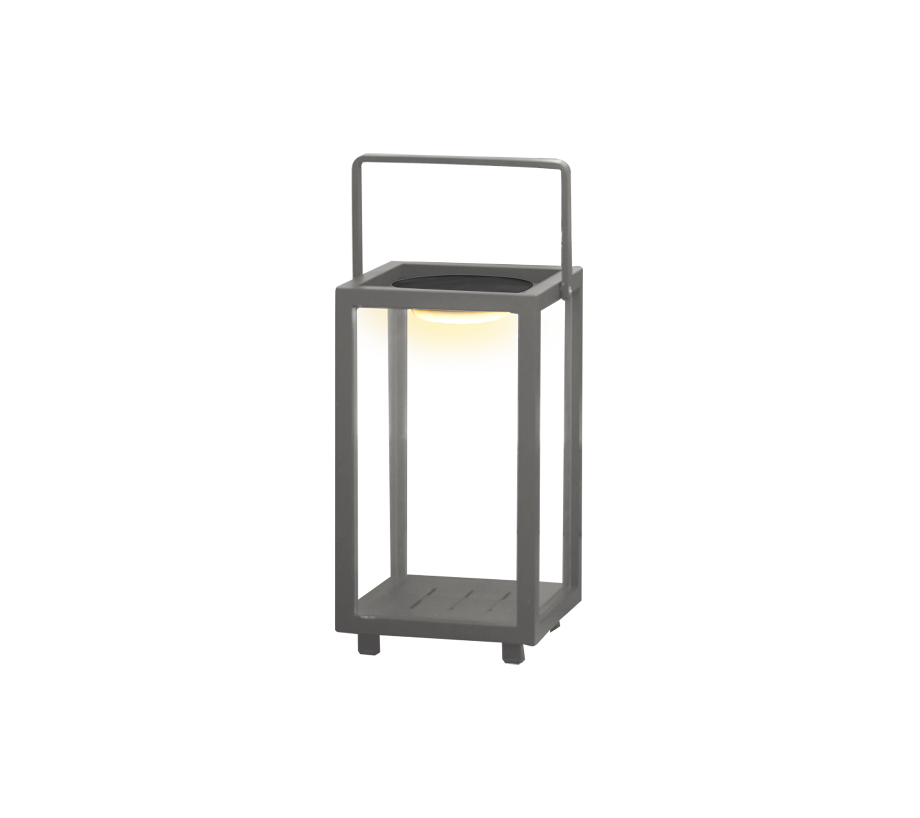 Een moderne LED-lantaarn met een slank ontwerp en een handvat, die stijlvolle belichting biedt in elke omgeving.