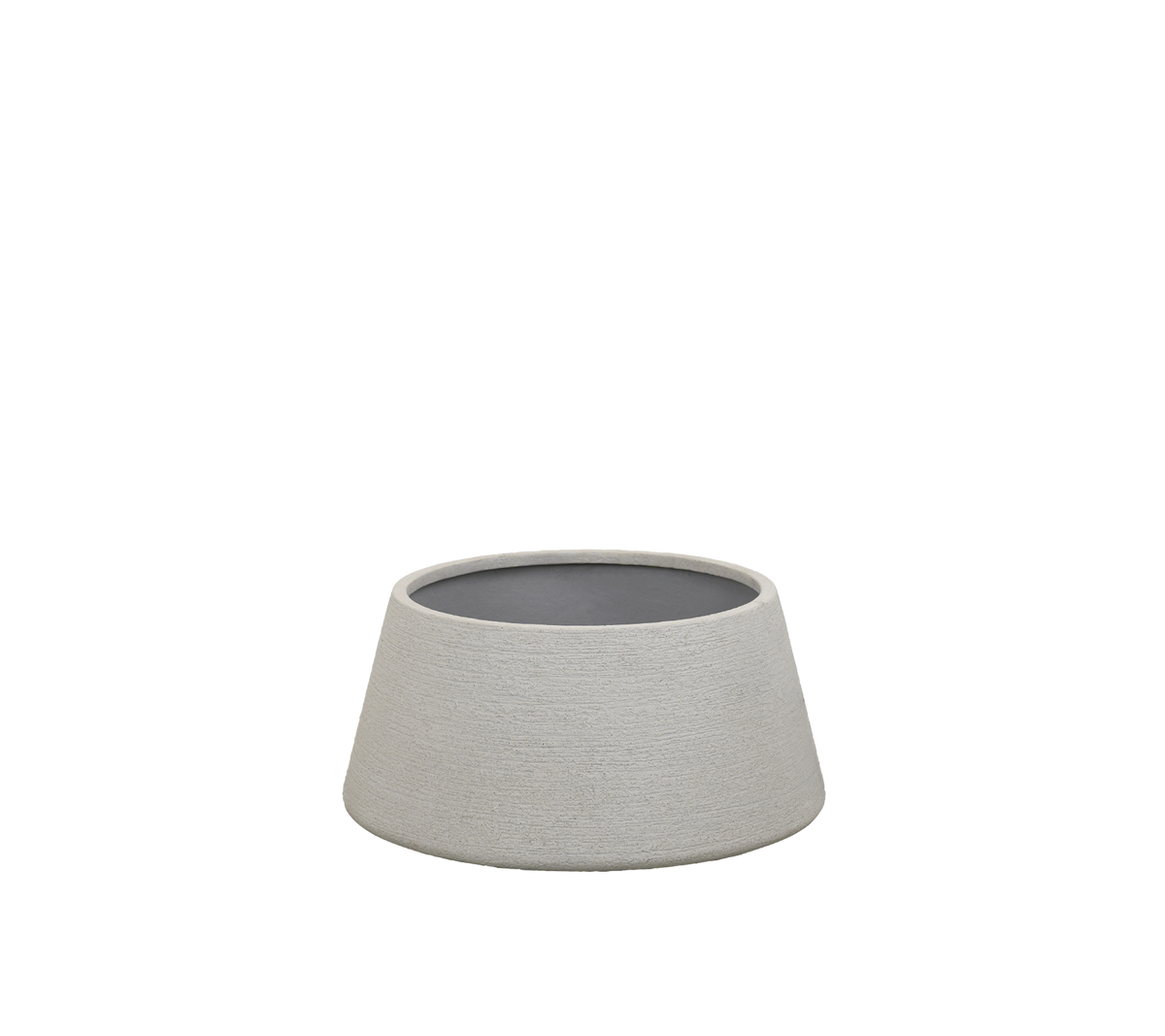 Moderne grijze kom met een minimalistisch ontwerp.