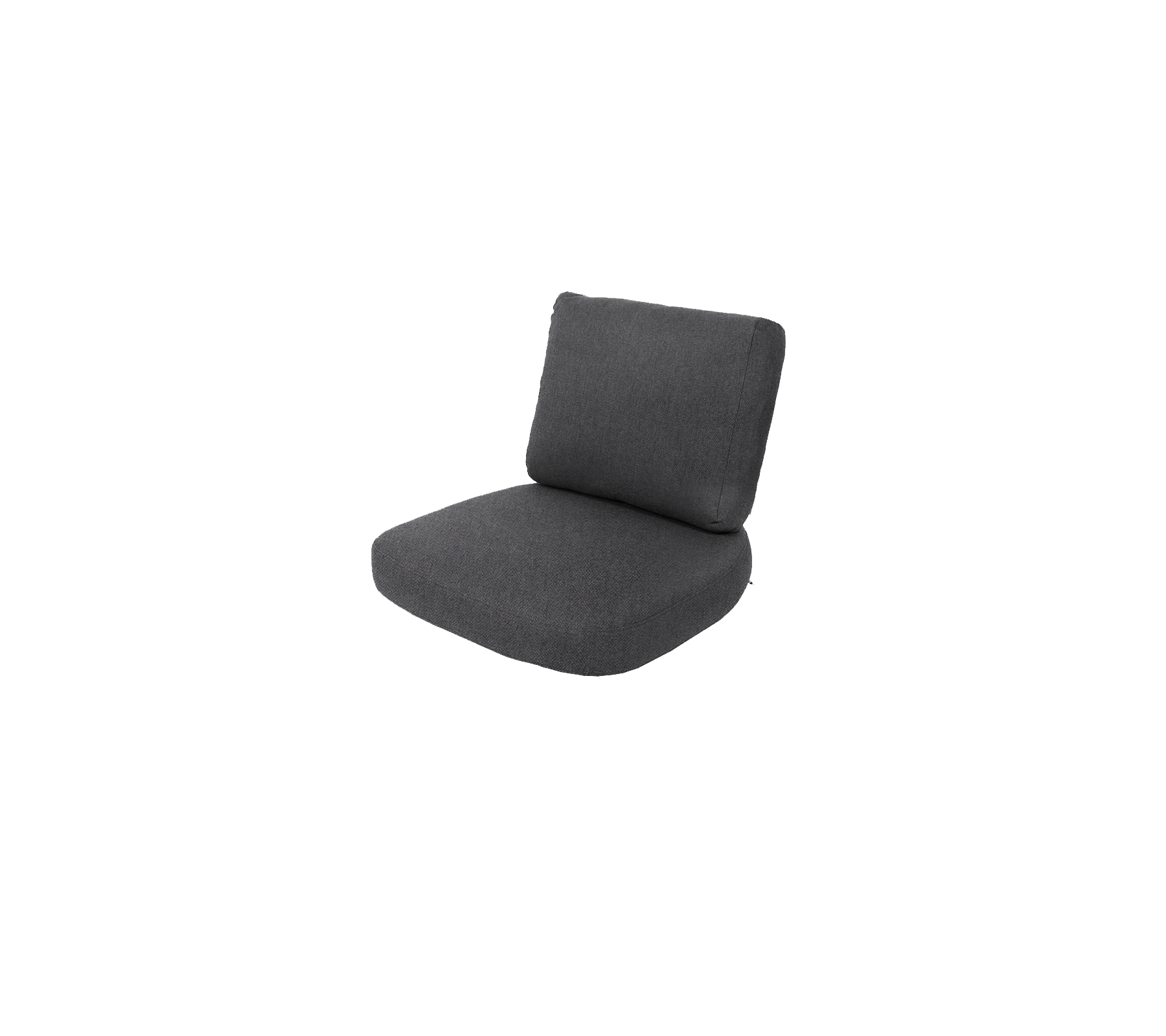 Stijlvolle donkergrijze stoel- en kussen met een comfortabele rugleuning en zitting, ideaal voor het verbeteren van zitgebieden.