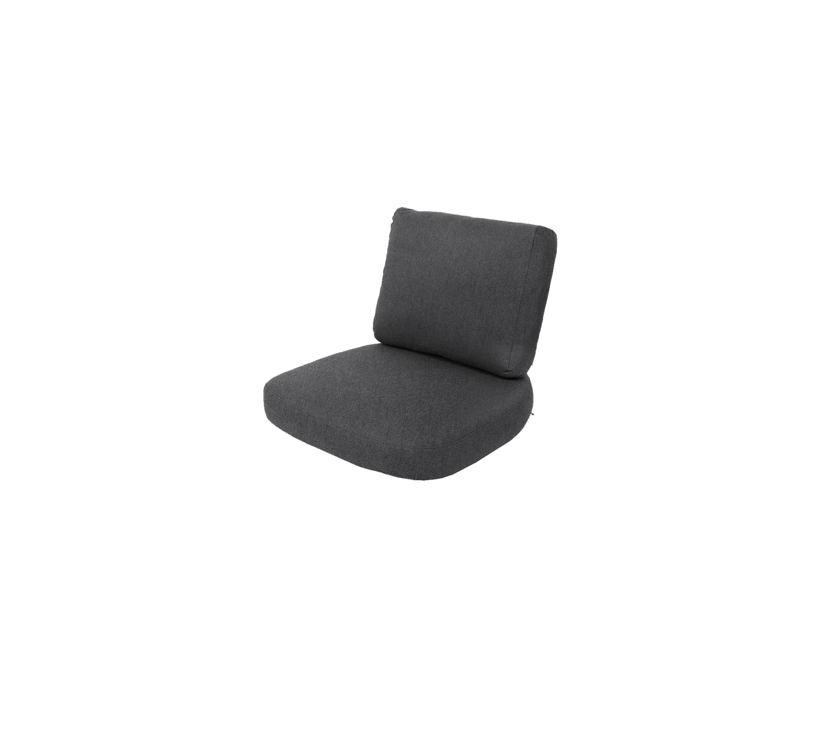 Stijlvolle donkergrijze stoel- en kussen met een comfortabele rugleuning en zitting, ideaal voor het verbeteren van zitgebieden.
