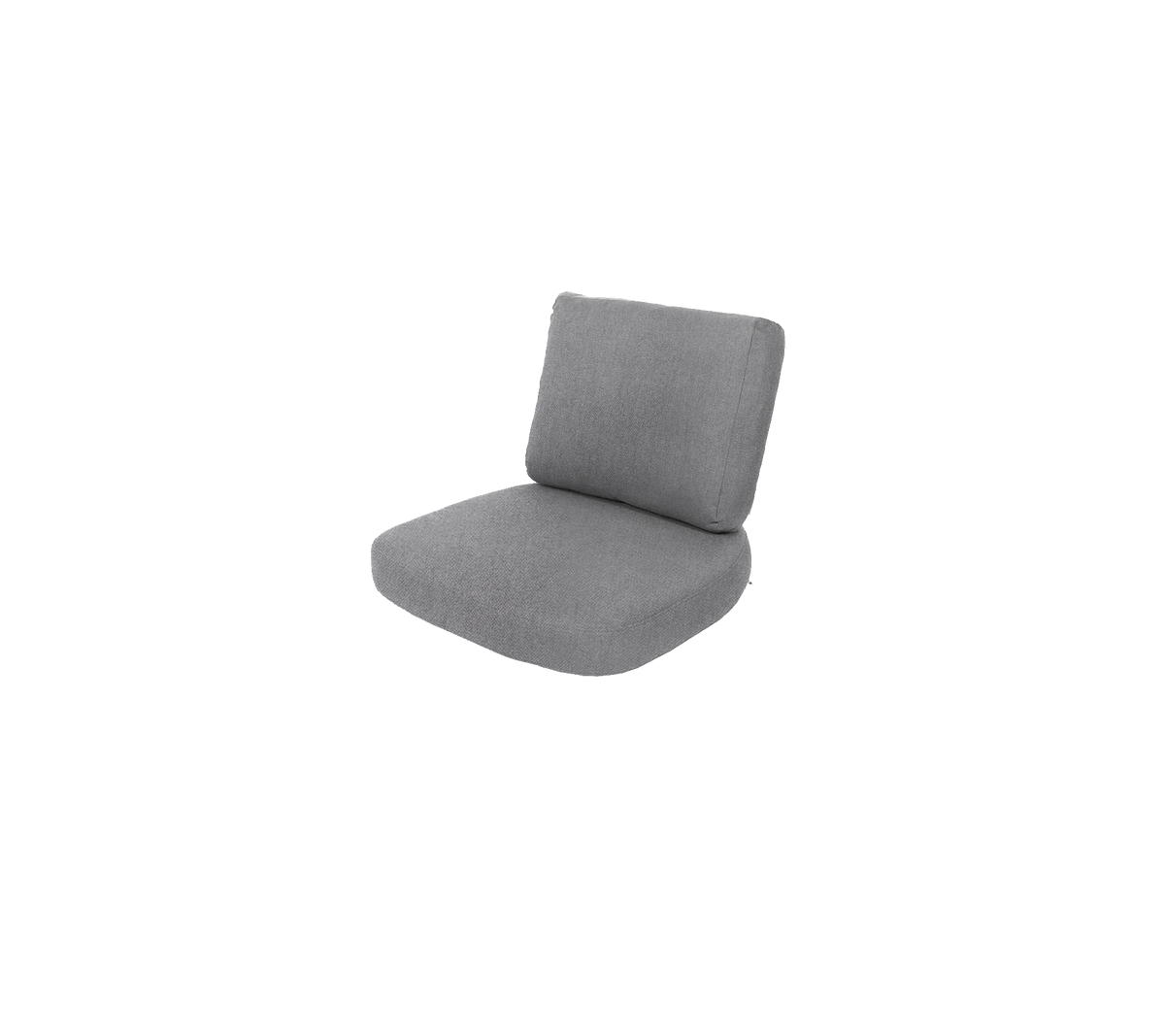 Grijze gestoffeerde stoel met een eenvoudig ontwerp, met een comfortabele rugleuning en zitting voor ontspanning.