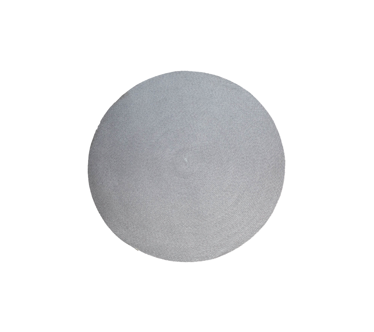 Dot buitenkleed, 140 cm diameter, multikleur met een zwirlenpatroon, gemaakt van Cane-line Soft Rope. Eenvoudig en elegant plat geweven ontwerp voor buitenruimtes.