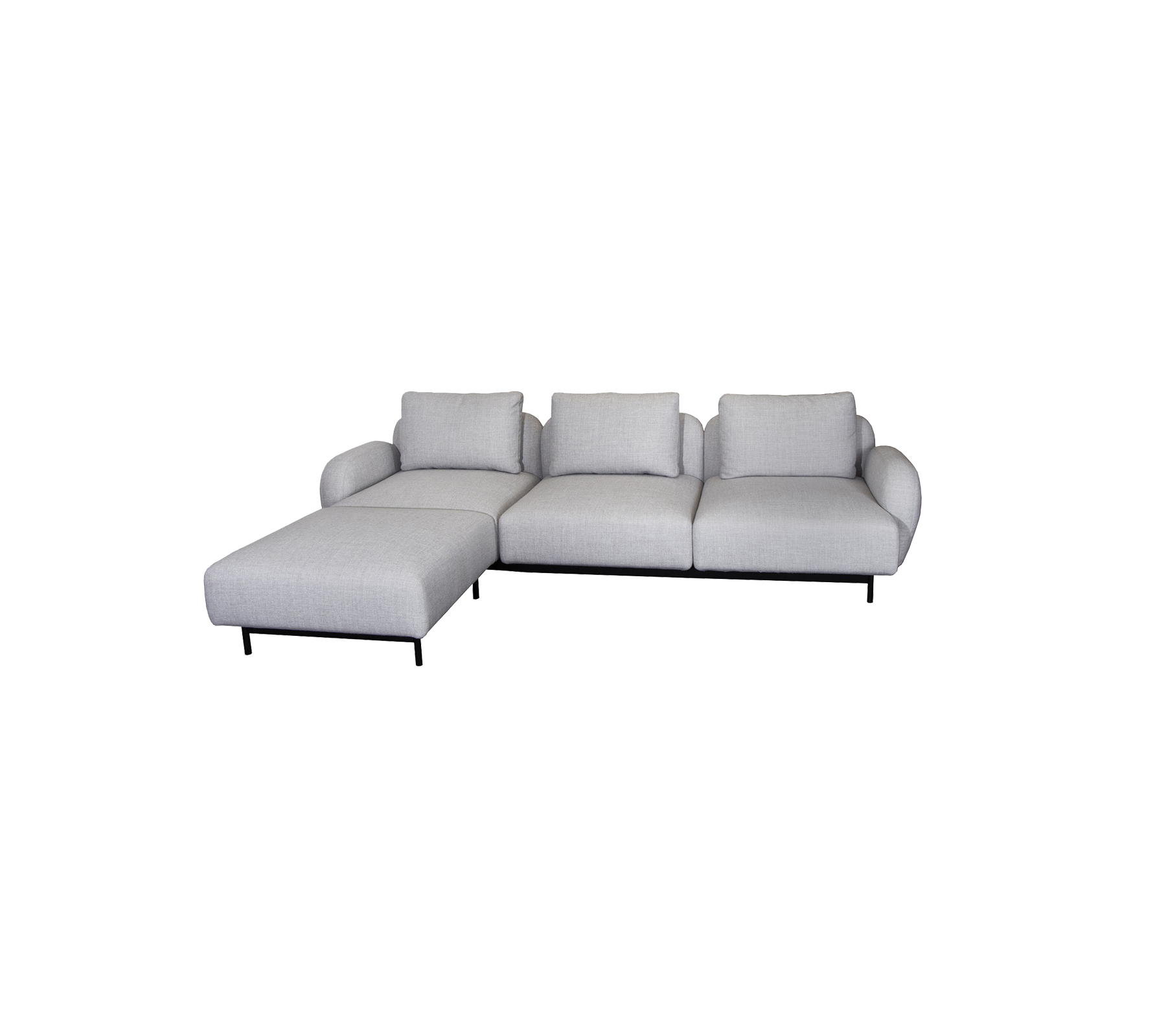Aura 3-persoonsbank met lage armleuning & chaise longue, recht (2)