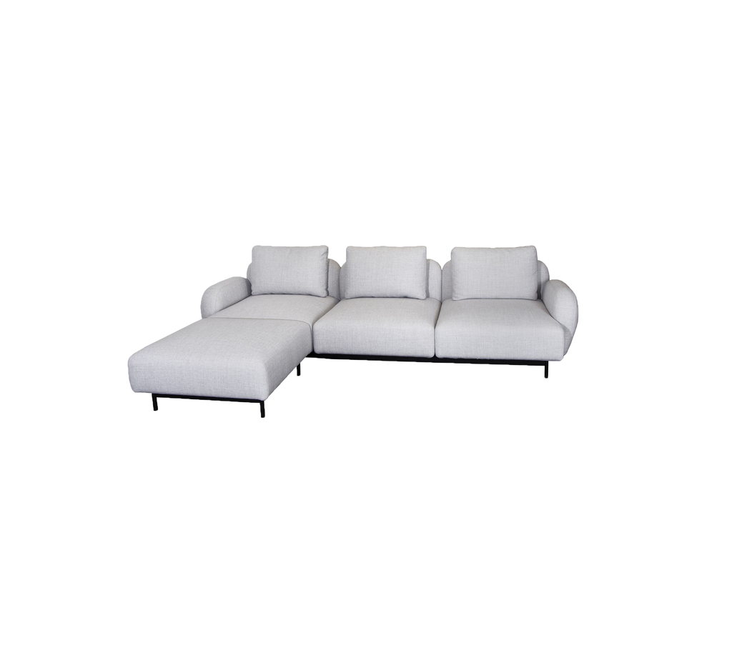 Aura 3-persoonsbank met lage armleuning & chaise longue, recht (2)