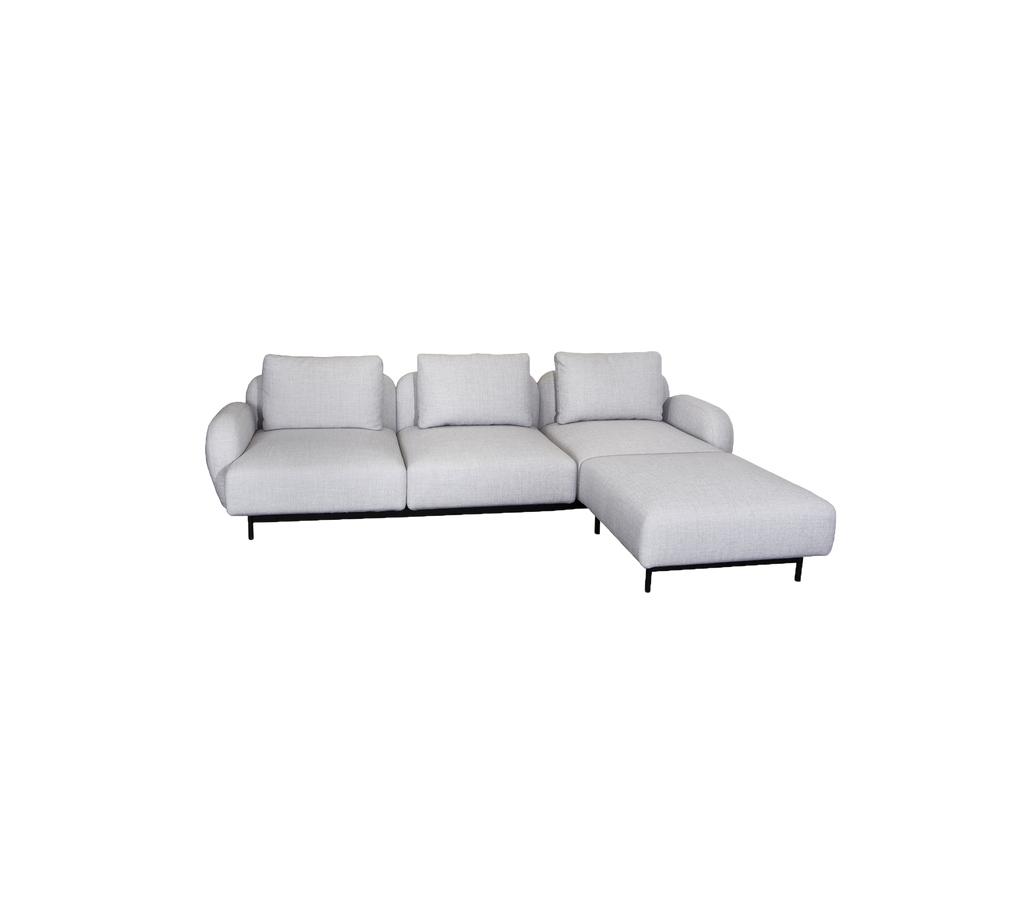 Aura 3-persoonsbank met lage armleuning & chaise longue, links (2.2)