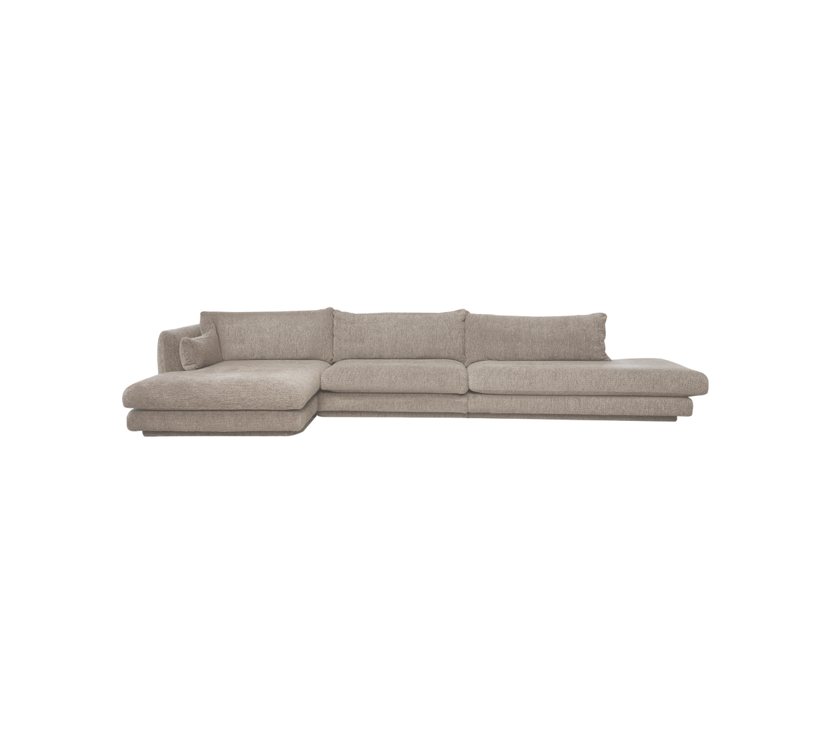 Lichtbruin modern sofa met een strak ontwerp in een lounge-instelling.