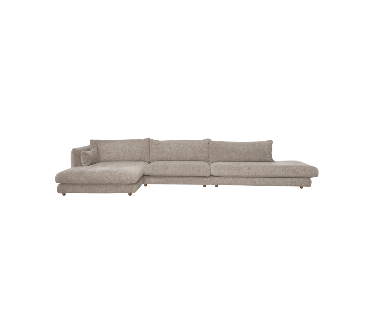 Lichtbruin modern sofa met een strak ontwerp en strakke lijnen.