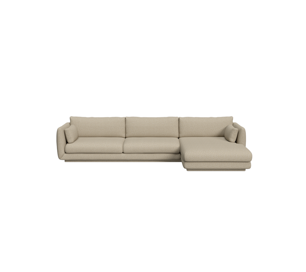 Moderne bruine bank met chaise longue ontwerp.