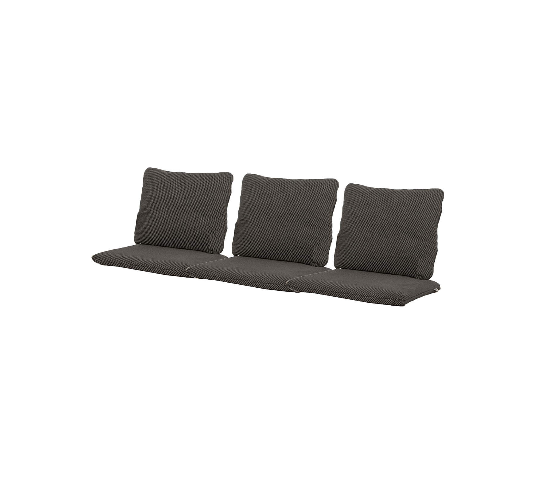 Comfortabele driezitskussen in een slank ontwerp, met meerdere zachte rugkussens voor betere steun en stijl.