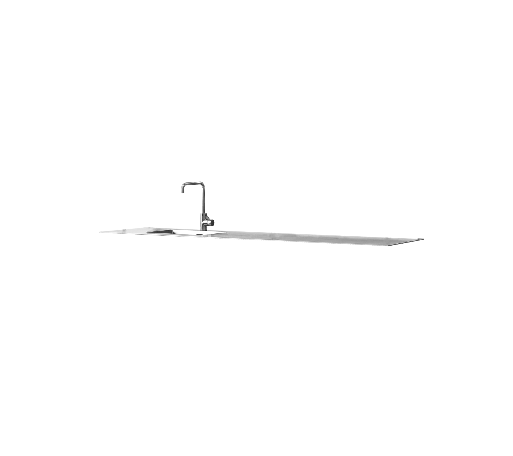 Stijlvolle zilveren waterkraan met een lange uitloop en een modern ontwerp, geschikt voor verschillende wastoepassingen.