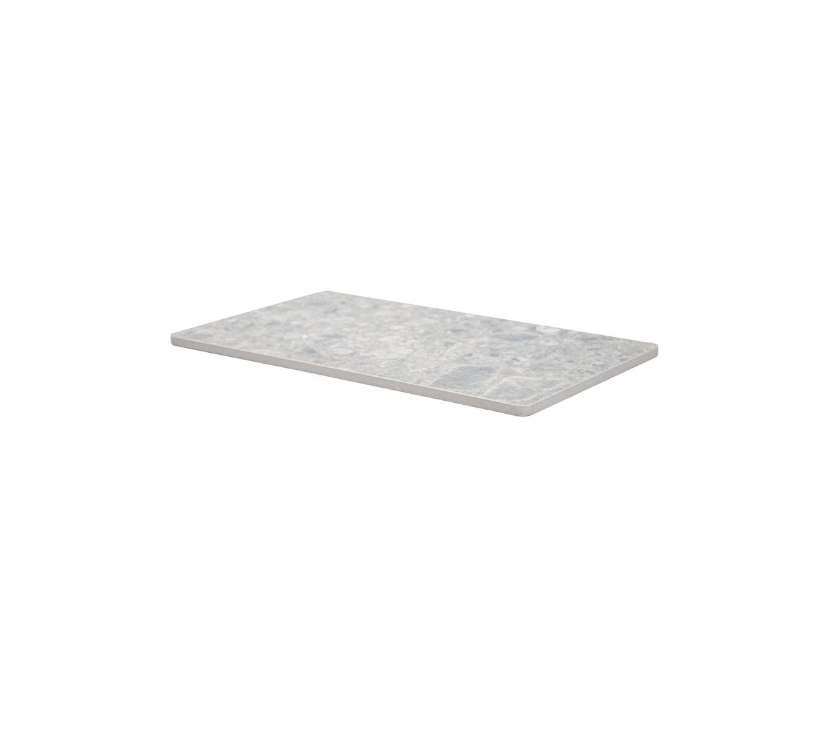 Een slanke, rechthoekige werkblad met een glad, gestructureerd oppervlak in lichte grijstinten, ideaal voor gebruik in de keuken of badkamer.