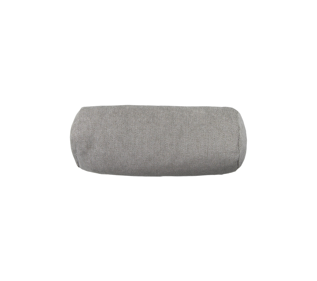 Grijze cilindervormige kussen met een gestructureerde stofoppervlakte, ideaal voor het bieden van ondersteuning en comfort.