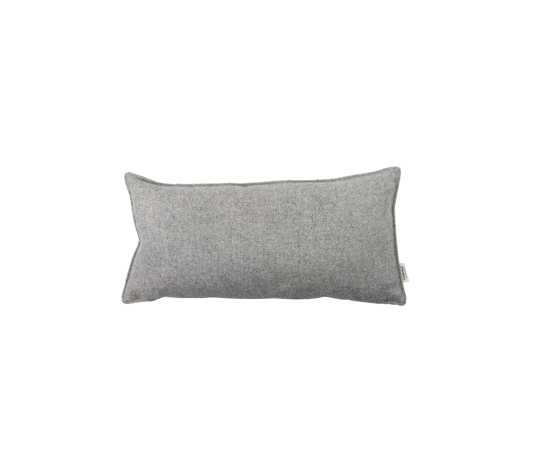 Rechthoekig grijs kussen met een gladde textuur, perfect voor decoratieve of comfortabele doeleinden.