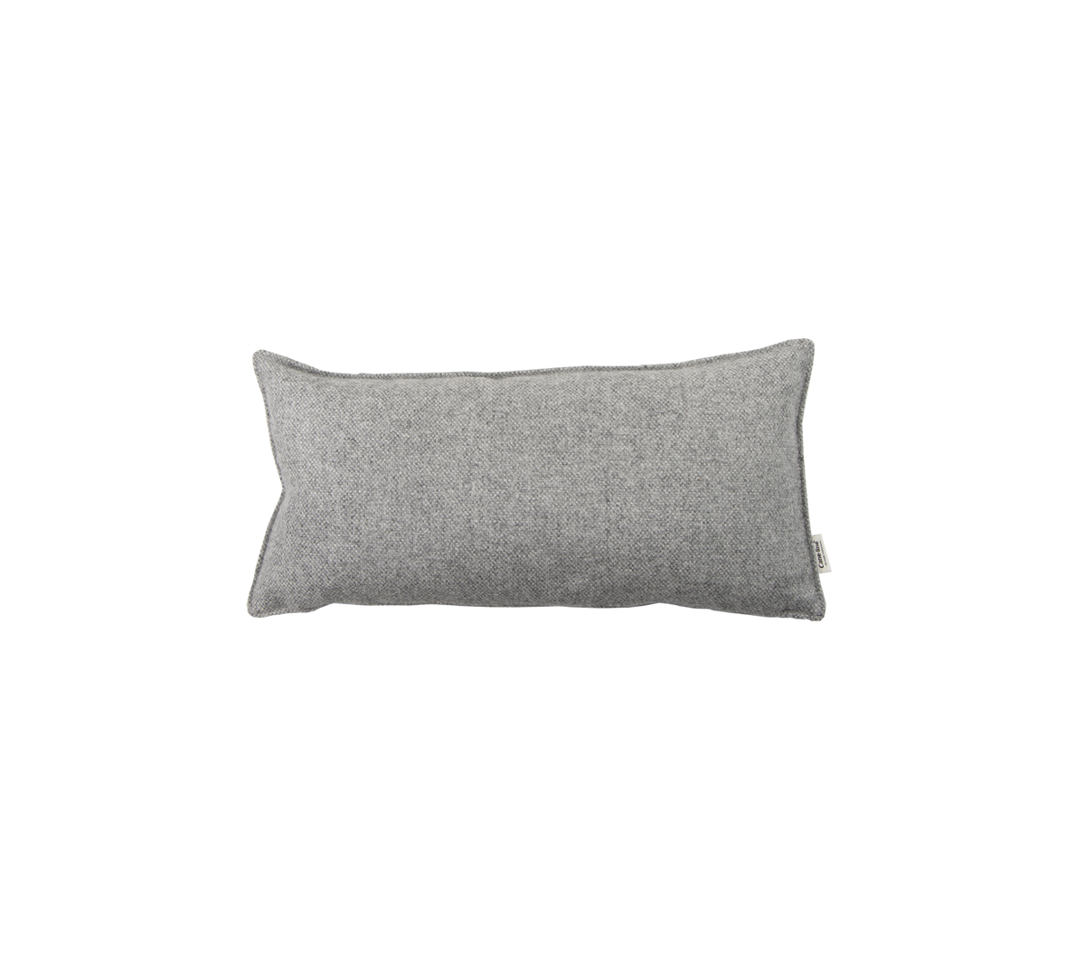 Rechthoekig grijs kussen met een gladde textuur, perfect voor decoratieve of comfortabele doeleinden.