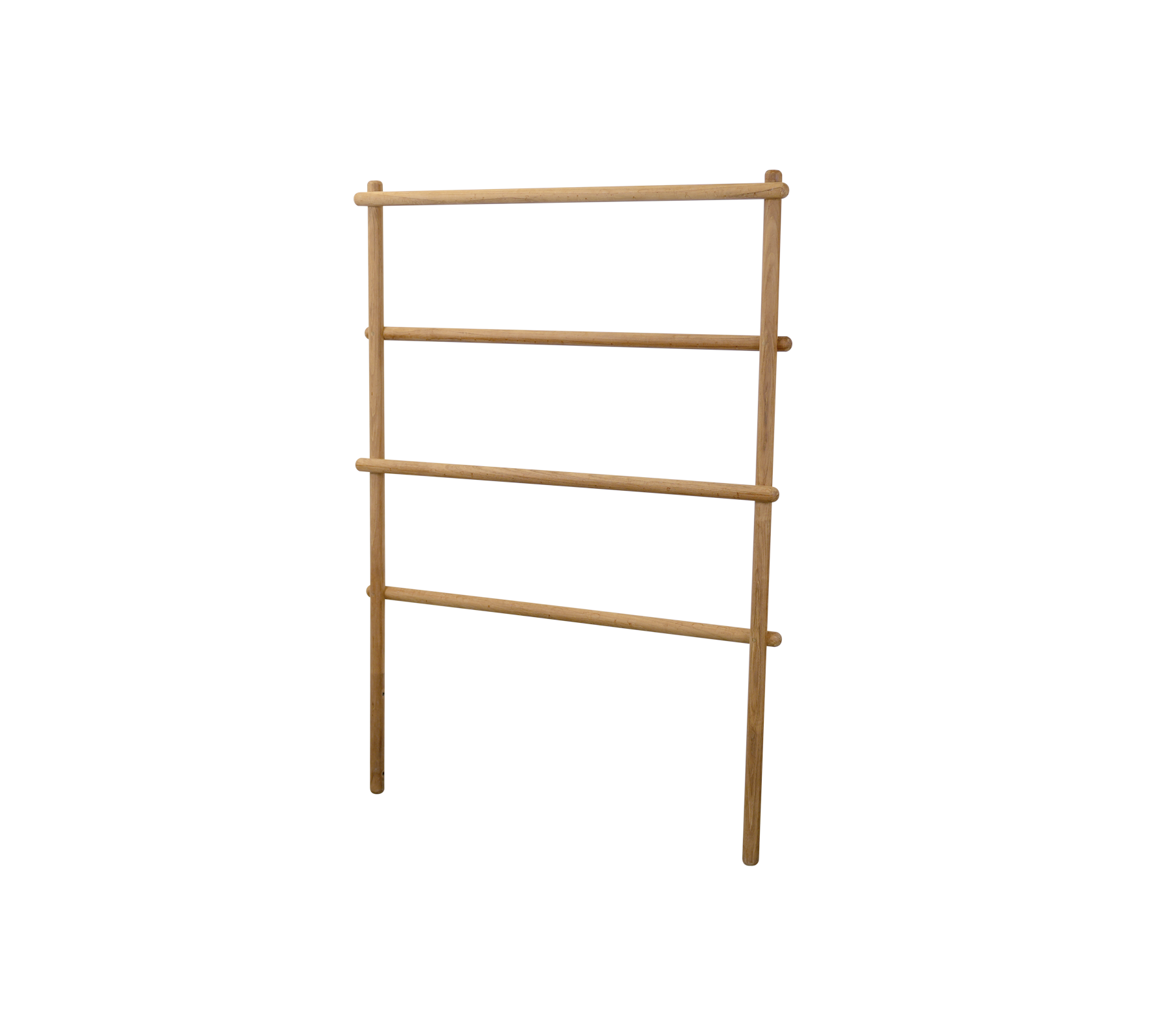Houten rek met drie horizontale stangen voor het tonen of opslaan van items. De natuurlijke afwerking benadrukt elke decorstijl.